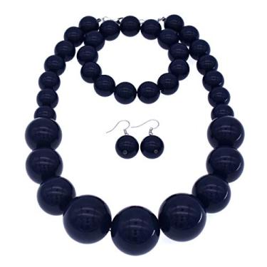 Imagem de Colar gargantilha de pérola grossa colar de pérola grande tendência gargantilha pérola joias de casamento para noivas conjunto de joias de pérolas boho, Pérola sintética, Pérola sintética