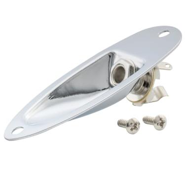 Imagem de Musiclily 6,35mm Estilo Canoa Jack Socket Plate para Guitarra Fender Strat Stratocaster, Cromado