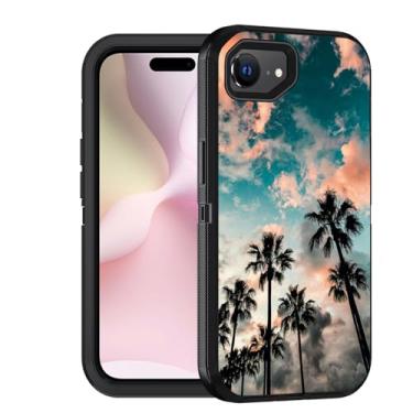 Imagem de FQTBCEARI Capa projetada para iPhone 16e, capa protetora de 3 camadas à prova de choque para iPhone 16e 2025 6,1 polegadas, palmeira