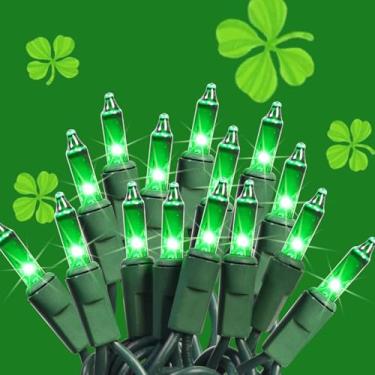 Imagem de Yukrilt Luzes De Corda Verdes Do Dia De São Patrício, 100 Lâmpadas Incandescentes Removíveis, 24,6 Pés, Mini Luz De Fada À Prova D'Água Conectável, Plug-In Para Decoração De Festa De Natal Em Pátio