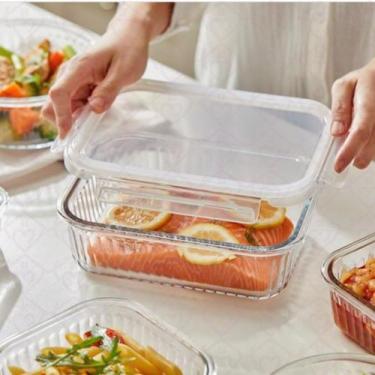 Imagem de 1 Pote Ondulado Retangular Vidro Lancheira Resistente 1520ml - Belo Vi