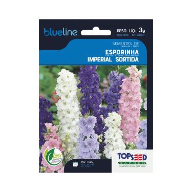 Imagem de Sementes de Esporinha Imperial Sortida, Flores Mistas em Branco, Rosa e Roxo, 3g