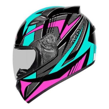 Imagem de Capacete Ebf New Spark Flash Preto Tifany e Rosa Brilhante, 60