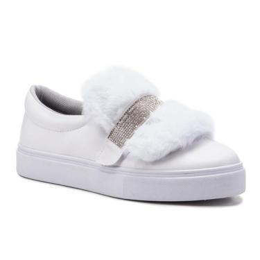 Imagem de Tênis Feminino Slip On 3 em 1 Casual Strass E Pelúcia