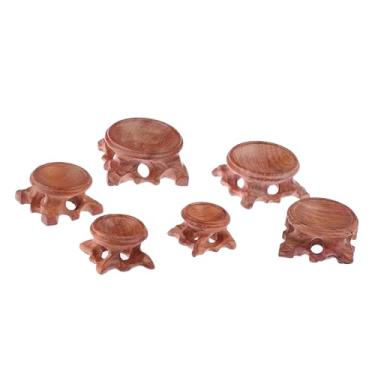 Imagem de Colaxi 6x Stand de exibição de madeira, esfera de bola Globo Stone Stone Small Ornament Craft Orb Base de ovo para a decoração da esfera de bola de pedra
