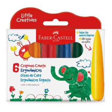 Imagem de Giz de Cera Ergonômico Foguete 6 Cores Little Creatives FABER-CASTELL