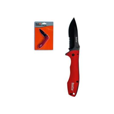 Imagem de Canivete trilha vermelho tatico trava e clip bfh2172 camping inox  - B