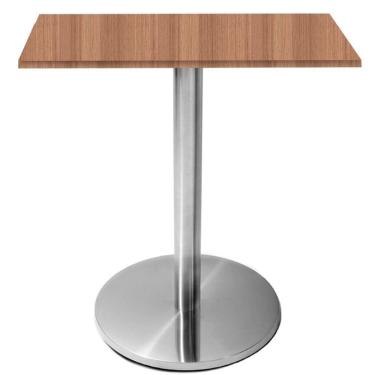 Imagem de Mesa Beta Inox 75 Cm (altura) Disco Redondo Tampo Mdp Quadrado 80 Cm (larg) X 2,50 Cm (alt) Noce Naturalle