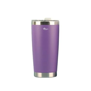 Imagem de ZAFiNCO Copo a vácuo de 590 ml - Copo térmico isolado a vácuo revestido a pó de aço inoxidável com tampa para viagens, esportes e todas as atividades ao ar livre - (590 ml - roxo)