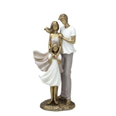 Imagem de Escultura Estatueta Estátua Família Casal  Filha Menina Grande Resina 