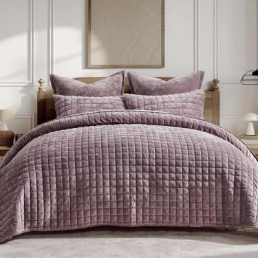 Imagem de Conjunto de edredões RECYCO Luxury Velvet King Size Purple com 2 capas