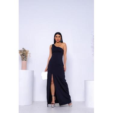 Imagem de Vestido Fenda Sem Manga Casamento Aniversário  - Gisele Freitas, Preto