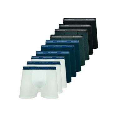Imagem de Kit com 10 Cuecas Boxer Lupo 523-088 Colorido, Branco, P