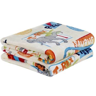 Imagem de Manta Solteiro Infantil Bouti Kids Flannel Microfibra 1 Peça Dino