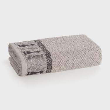 Imagem de Pano de Prato Barra em Jacquard Cinza Karsten Tempero Mineral 46x65 cm