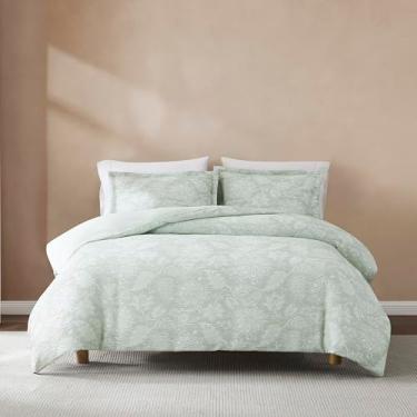 Imagem de Lush Decor Conjunto de 3 peças de capa de edredom de jacquard de gaze jacobina floral/sálvia queen - edredom floral - conjunto de cama verde - decoração vintage e coquete