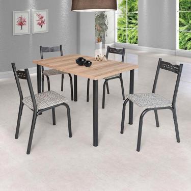 Imagem de Mesa Com 4 Cadeiras Para Cozinha 110 Cm Preto Carvalho Manteiga Ana Ciplafe