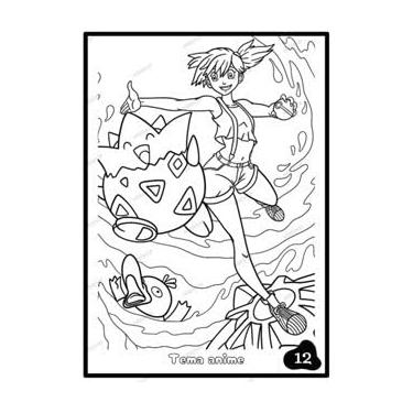 Imagem de Livro de Colorir Infantil, 50 Desenhos para Pintar, Kit de Atividades (Tema Anime)