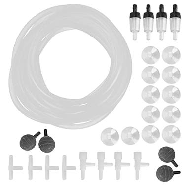 Imagem de Conjunto de Pedra de Bolha para Tanque de Peixes, Acessórios Completos Com Válvula de Retenção Air StoneRed, Ventosa para Tanques de Peixes, Aquários, (Combinação de tubo de 8