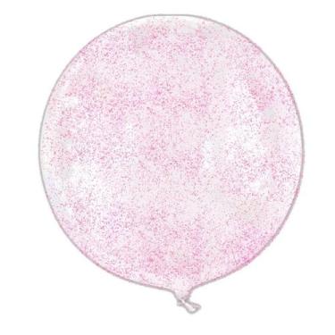 Imagem de Balão Bubble Transparente com Glitter Rosa - 11" 26cm - 1 unidade - Pa