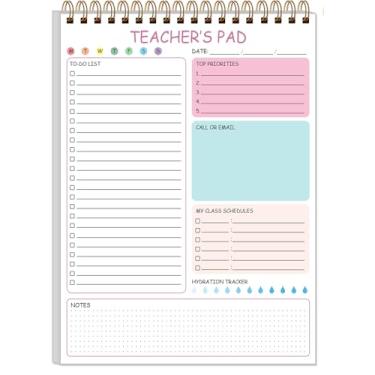 Imagem de Tuun Fuplan Teacher Notepad - Teacher To Do List Notepad, Spiral Checklist Notebook Organizer for Teachers Notes Task Appointment, Teacher Appreciation Gifts, 8'' x 11'', Pink