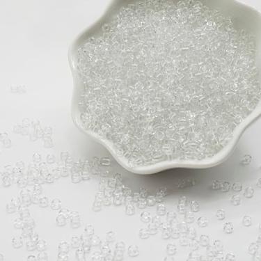 Imagem de Contas de semente de vidro branco, 8/0 contas pequenas de artesanato contas de pônei a granel para pulseiras, 5000 peças de contas de sementes soltas contas transparentes de 3 mm para colar faça você
