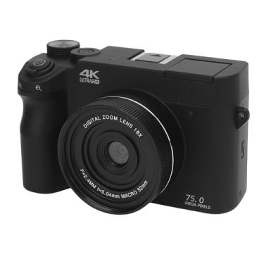 Imagem de Câmera Digital 4K, WiFi 75MP Câmeras de Vlogging Vintage, Tela de Vídeo LCD de 3 Polegadas LCD UHD Câmera de Vídeo Automática Com Zoom de 18x para Viajar YouTube, Modos (Preto)