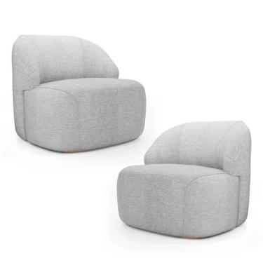 Imagem de Kit 2 Poltronas Organica Decorativa Eloa Linho Cinza - Londrilar - LM 