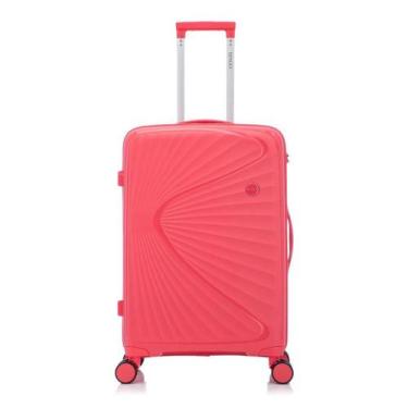 Imagem de Mala Denlex Grande 4 Rodas Giro 360 Polipropileno 76cm Rosa