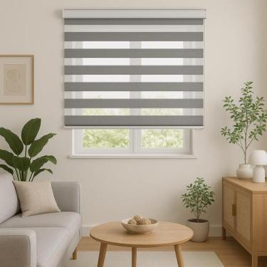 Imagem de Persiana Double Vision Sunny 120larg x 160alt Cinza (com bandô) - Top 