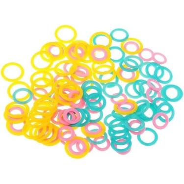 Imagem de 120 anéis marcadores de ponto multicoloridos de 2 tamanhos mistos para tricô, costura, crochê, etc. - 120 peças - unissex - estilo arco-íris moderno - plástico durável - Noções de tricô e crochê não