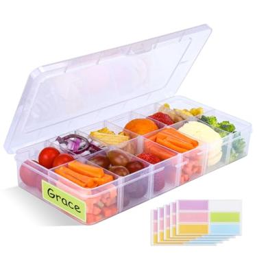 Imagem de XANGNIER Recipiente de Caixa de Lanche para Acessórios de Almoço Infantil, Recipiente de Charcutaria de Caixa de Lanche Dividido, 12 Compartimentos Recipientes de Armazenamento de Alimentos Reutilizáv