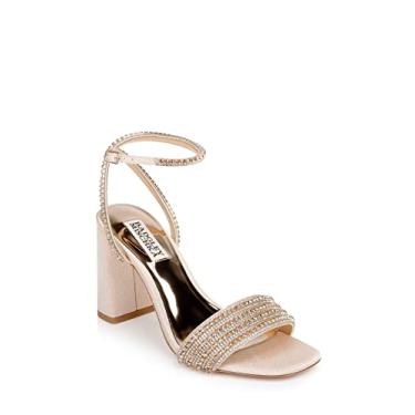Imagem de Badgley Mischka Sandália feminina de salto Becca, Crepe, concha, 9