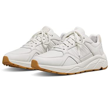 Imagem de LABEL™ Tênis feminino Go-to Low Cadarço – Camurça e Tecido de Couro – Palmilha EVA – Fecho de Renda sobre a Língua, Branco/Putty, 35