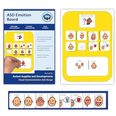 Imagem de Quadro Emotions / Feelings – com 8 diferentes cartões de símbolos de emoção na tabela de opções de comunicação visual, compatível com símbolos PECS e peças de boardmaker (para TDAH, ASD, autismo, crianças, crianças)