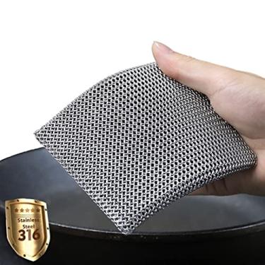 Imagem de ERGONOW Cast Iron Cleaner Chainmail Scrubber -Fine Ring- 316 Stainless Steel Scrubbing Sponge Skillet - Dish Scrubber - Built-in Silicone with Welded Rings - for Cast Iron Pots, BBQ, Dishes (Large)