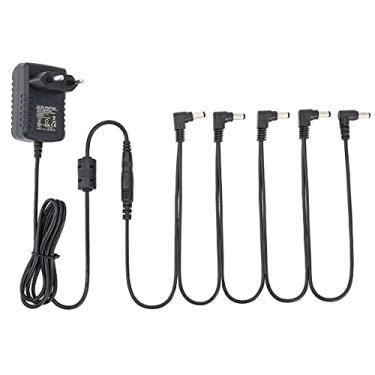 Imagem de Musiclily Pro Padrão EU Adaptador de Fonte de Energia DC 9V com Cabo 5 Vias Daisy Chain e Cabo Polaridade Reversa para Pedal de Guitarra