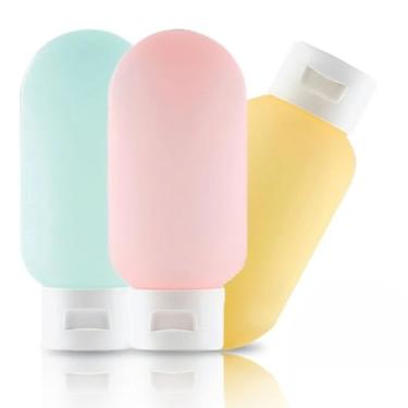 Imagem de Kit Frascos de Viagem em Silicone, com Adesivo de Identificação para Shampoo, Creme, Loção, etc. Acessórios de Viagem, Compacto Dispenser Reutilizável.