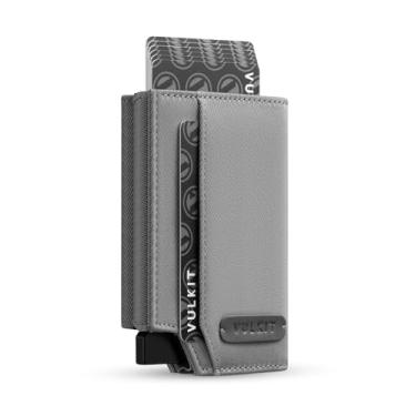 Imagem de VULKIT Carteira masculina minimalista para máximo de 12 cartões com ejetor de cartão de crédito pop-up, janela para identidade, compartimento para dinheiro/notas e bolso para moedas, fecho de fita de