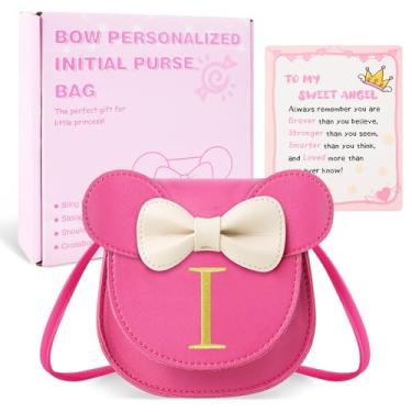 Imagem de izuzta Bolsa infantil para meninas 1 2 3 4 5 6 7 8 9 anos presente de aniversário linda mini bolsa de mouse bolsa transversal, Bolsa pequena/rosa/letra glod, I, I