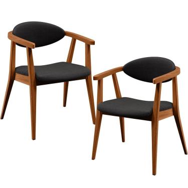 Imagem de Kit 02 Poltronas Para Sala De Estar Cecília B04 Linho Chumbo