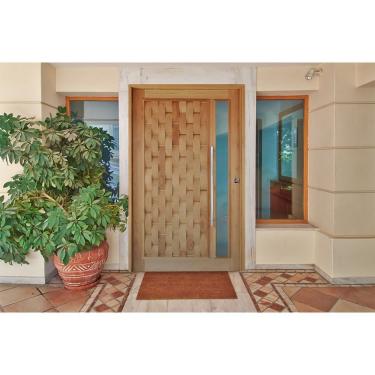 Imagem de Kit Porta De Madeira Pivotante 210X92Cm Batente 14Cm Fechadura 803 Eucalipto