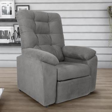 Imagem de Poltrona Almofadada Reclinável Bristol Veludo Light Cinza