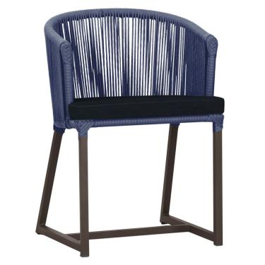 Imagem de Cadeira De Jantar Noronha Alumínio Marrom E12 Trama Original Azul