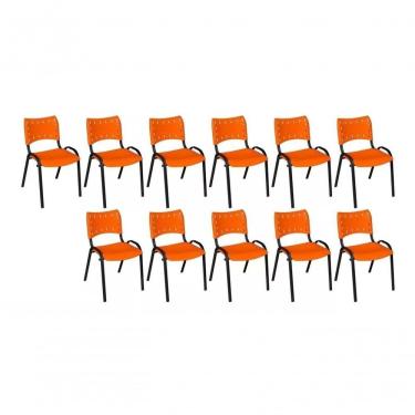 Imagem de Kit 11 Cadeiras Iso Escritório Comércio Laranja Base Preta