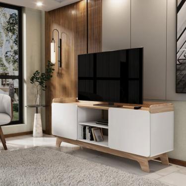 Imagem de Rack Para Sala De Estar John 150x61cm Freijó-branco