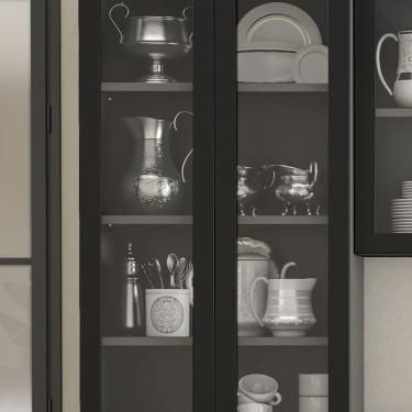 Imagem de Armário Cristaleira Em Aço 2 Portas De Vidro Exclusive Preto Matt-grafite