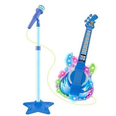Imagem de Microfone Com Guitarra Infantil Brinquedo Som Luz Meninos