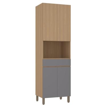 Imagem de Paneleiro 70cm 4 Portas E 1 Gaveta Com Espaço Para Micro-ond Freijó-freijó Brasil-cinza Puro