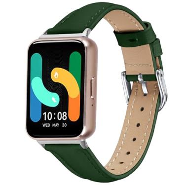 Imagem de Compatível com Samsung Galaxy Fit3 (SM-R390), pulseira de couro elegante, acessório para smartwatch Samsung Galaxy Fit 3 (SM-R390) (verde)